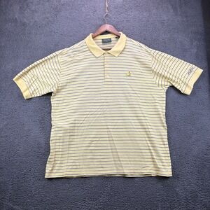 Masters Collection Mens XL Yellow Striped Mercerized Cotton Golf Polo Shirt